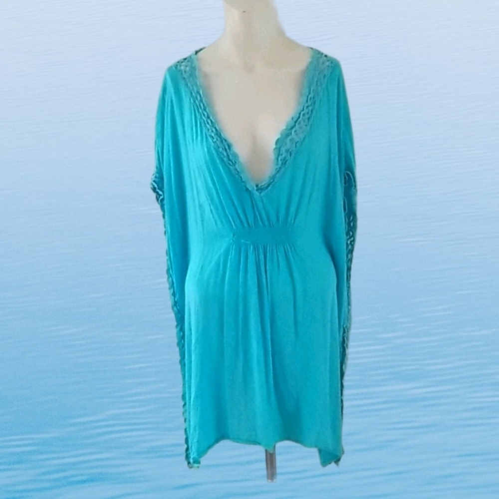 Blue Island Aqua blue Pull-over Beach Cover-up